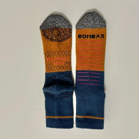 Bombas New Hike Hex Tec Quarter Sock Large Blue Orange Pink Black Hiking - Picture 2 of 2